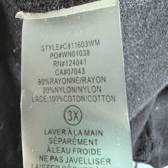 Cyrus Woman Black Knit Crochet Crew Neck Cold Shoulder Sweater Size 3x - Picture 8 of 9